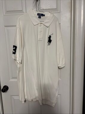 Polo by Ralph Lauren Cream Polo with Black Pony & Sleeve 3